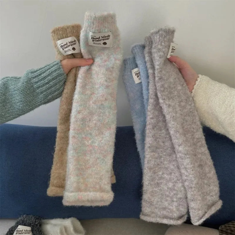 New Korean Style Sweet Cotton Ankle Sock with Marshmallow Patch Thick Warm Slouch Socks for Autumn Winter Fashionable Leg Warmer Peaceful Pleasures Health and Wellness