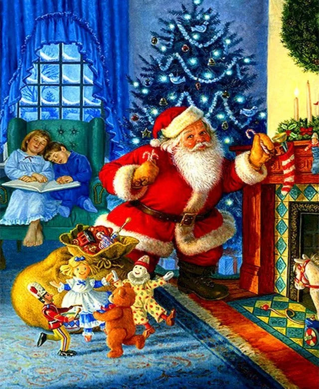 Santa Claus Diamond Painting Kit with Frame | Christmas Art