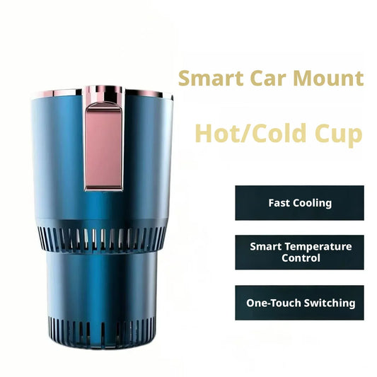 12V Car Heating Cooling Cup Smart Control One-Touch Switch Fast Cool Heat Car Cup Mount Portable Vehicle Drink Warmer Cooler Peaceful Pleasures Health and Wellness