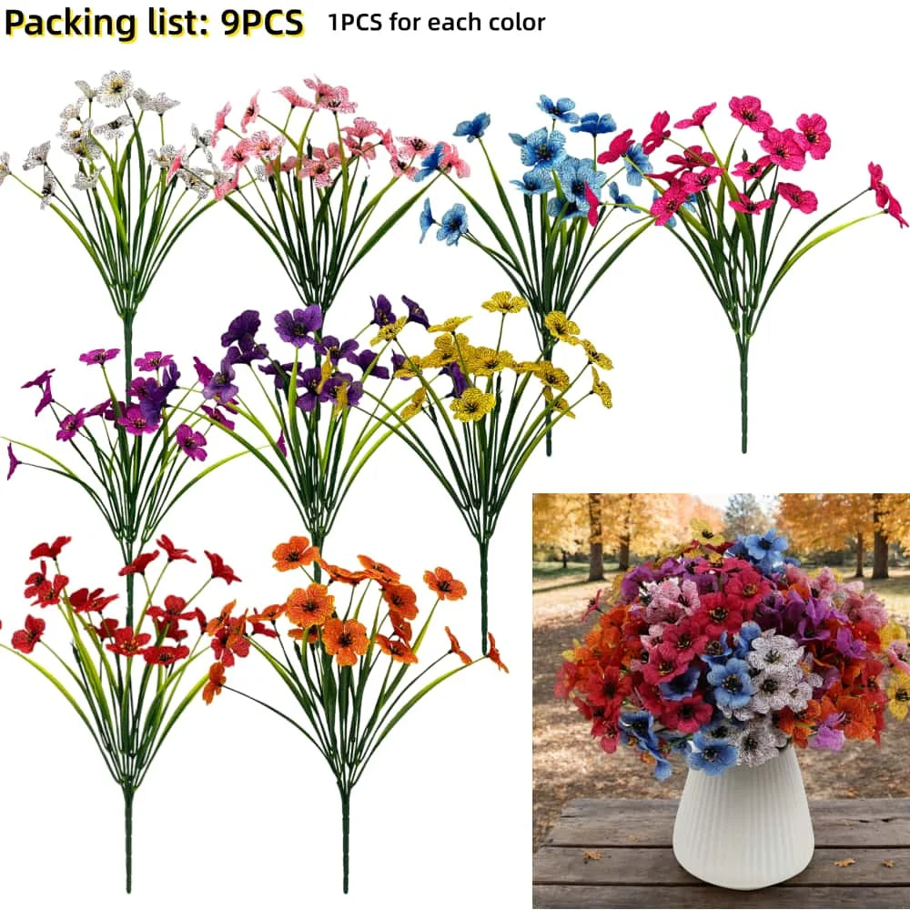 UV Resistant Silk Artificial Flowers 9/10 PCS – Faux Blooms