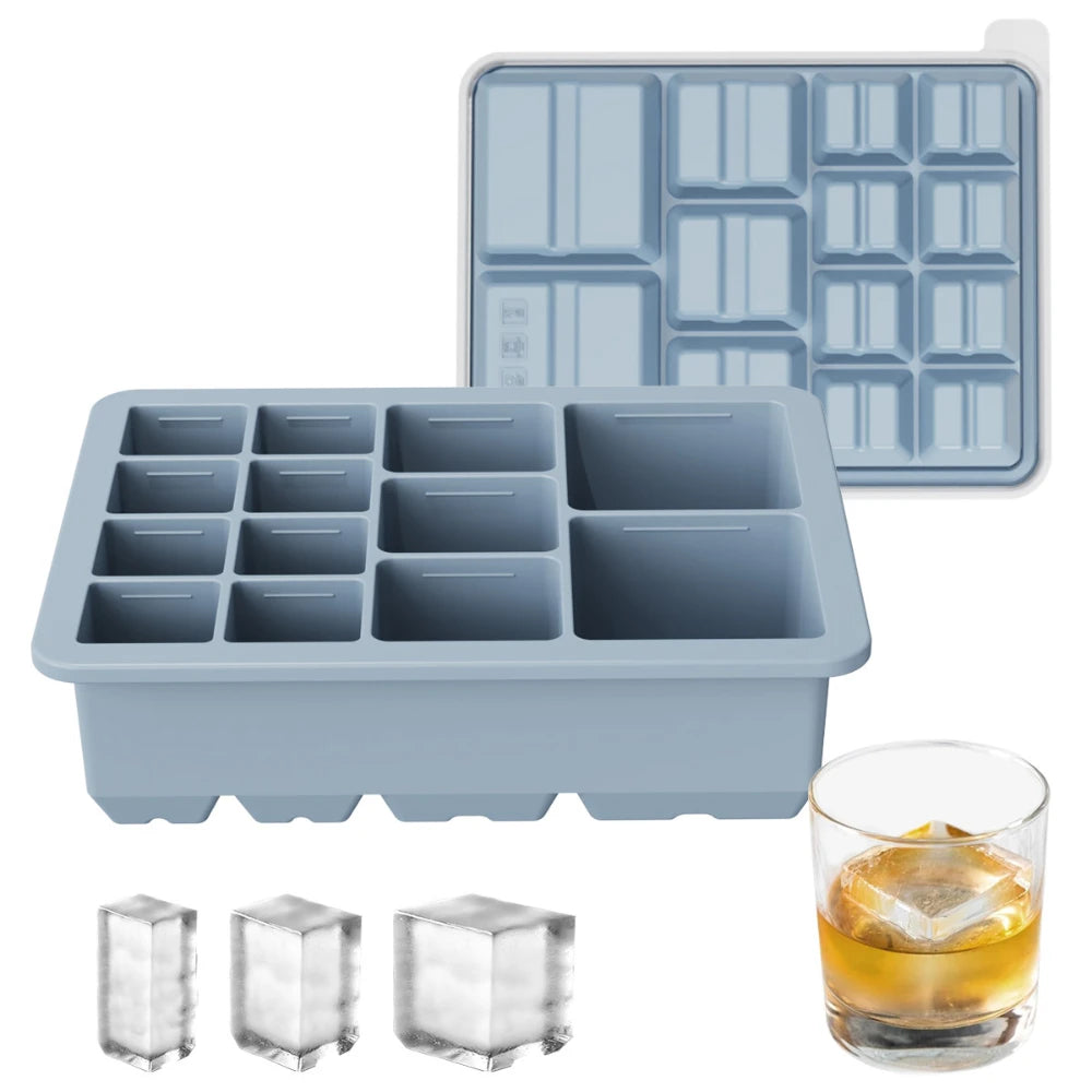 13-Grid Extra Large Silicone Freezer Tray with Lid | Food Storage