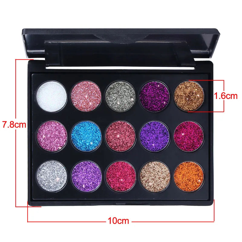 CmaaDu 15-Color Diamond Glitter Eyeshadow Palette – Shimmer