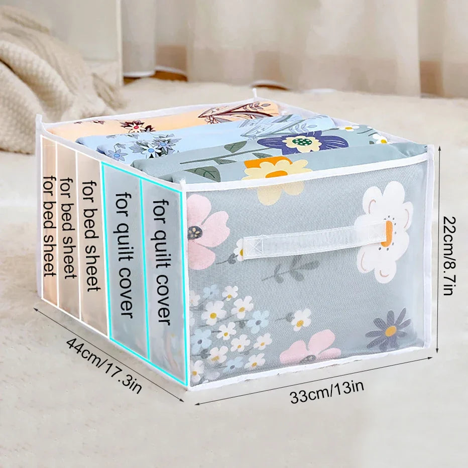 45L 5-Grid Foldable Bedding & Linen Storage Organizer Box