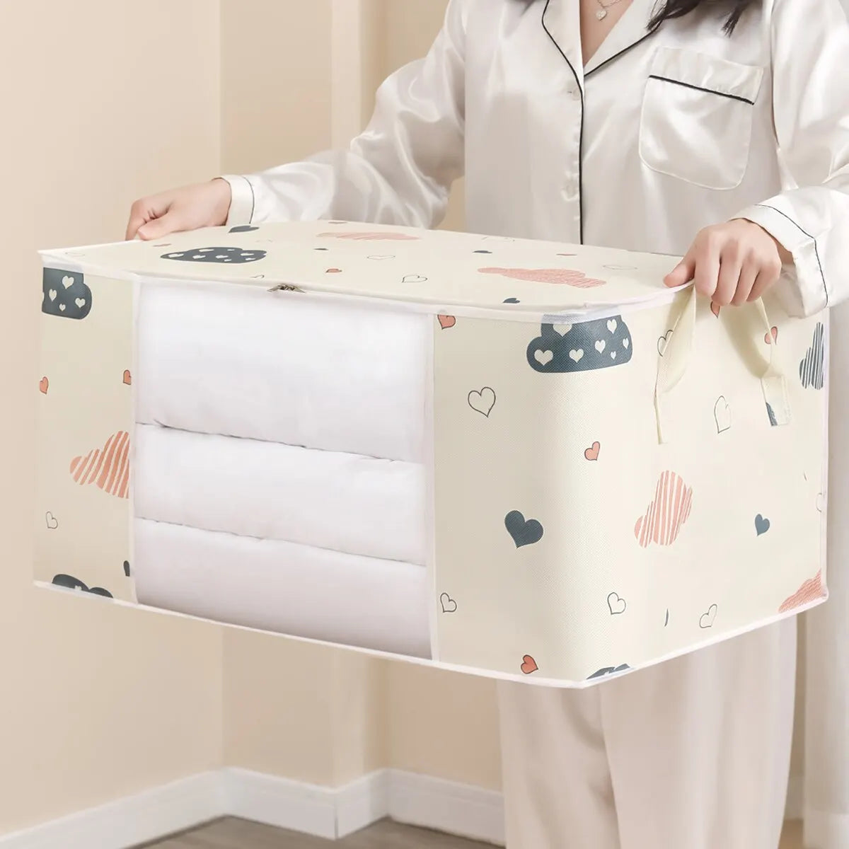 Large Capacity Clothes Storage Bag Organizer With Reinforced Handle Suitable For Blankets Bedding Foldable With Sturdy Zipper Peaceful Pleasures Health and Wellness