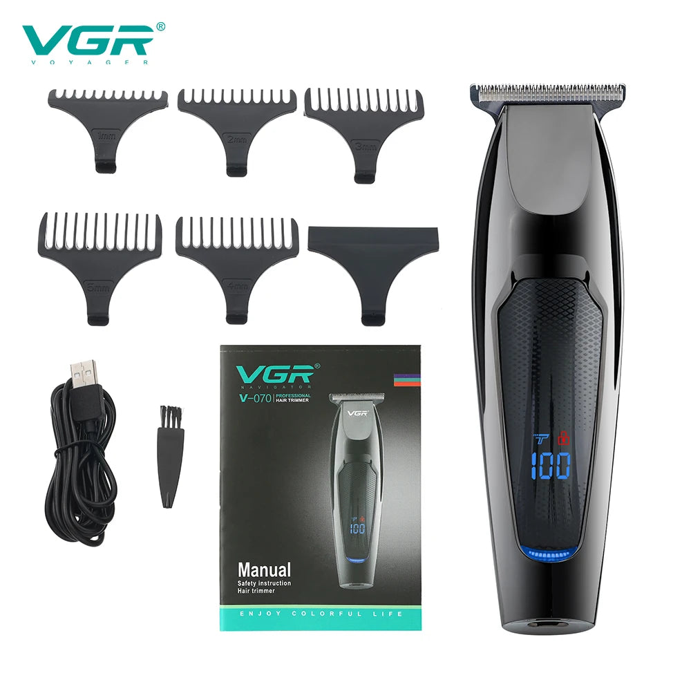 VGR 070 Hair Trimmer Professional Hair Clipper LED Display Hair Cutting Machine for Men Rechargeable Mini Men's Hair Trimmer Peaceful Pleasures Health and Wellness 070 usb