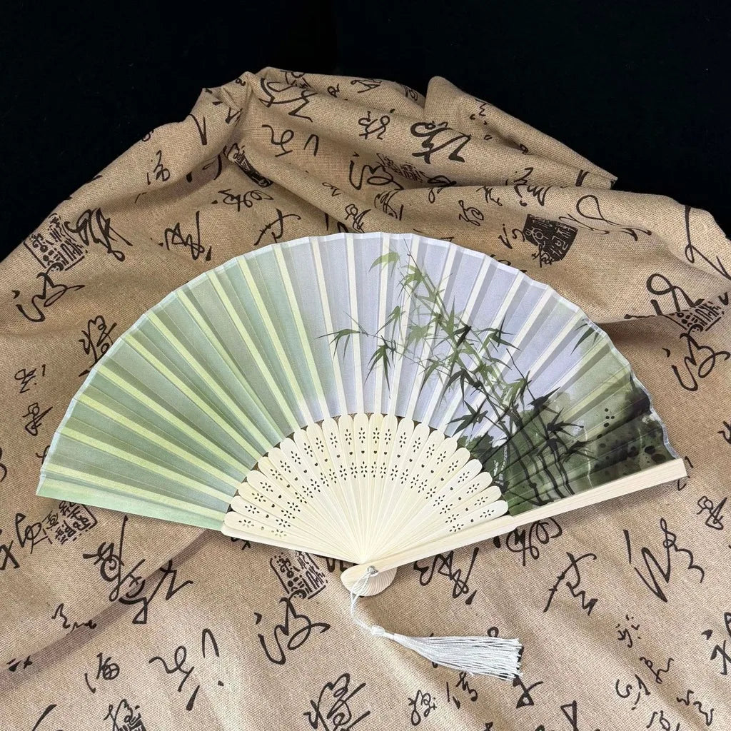 Bamboo Silk Folding Fan – Hanfu Dance, Photo Prop & Decor