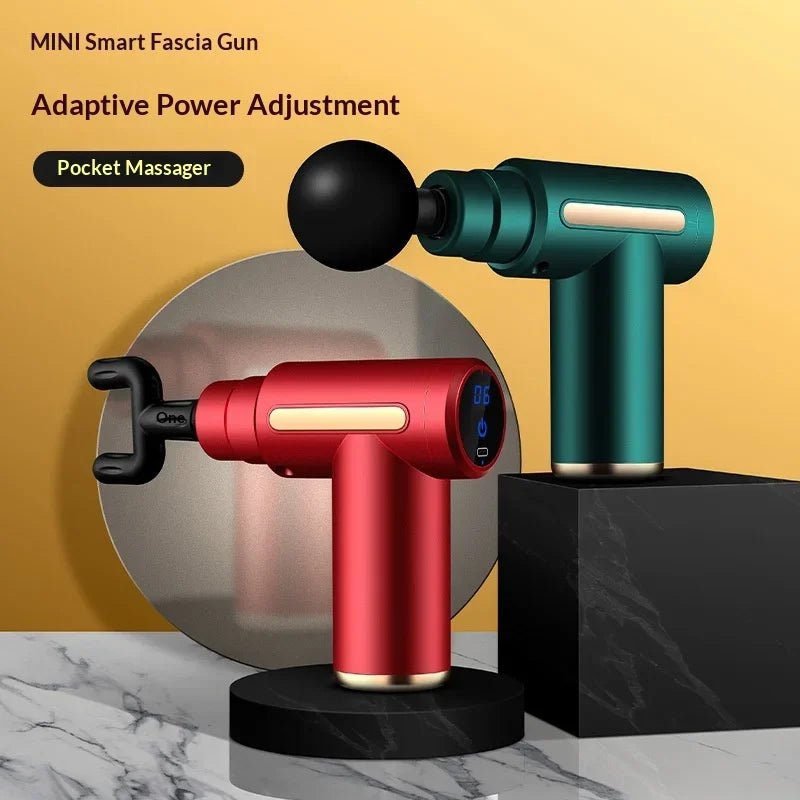 Mini Fascia Gun 6 Adjustable Speeds Portable Deep Tissue Massager With 4 Massage Heads For Muscle Relaxation Pain Relief Fitness Peaceful Pleasures Health and Wellness