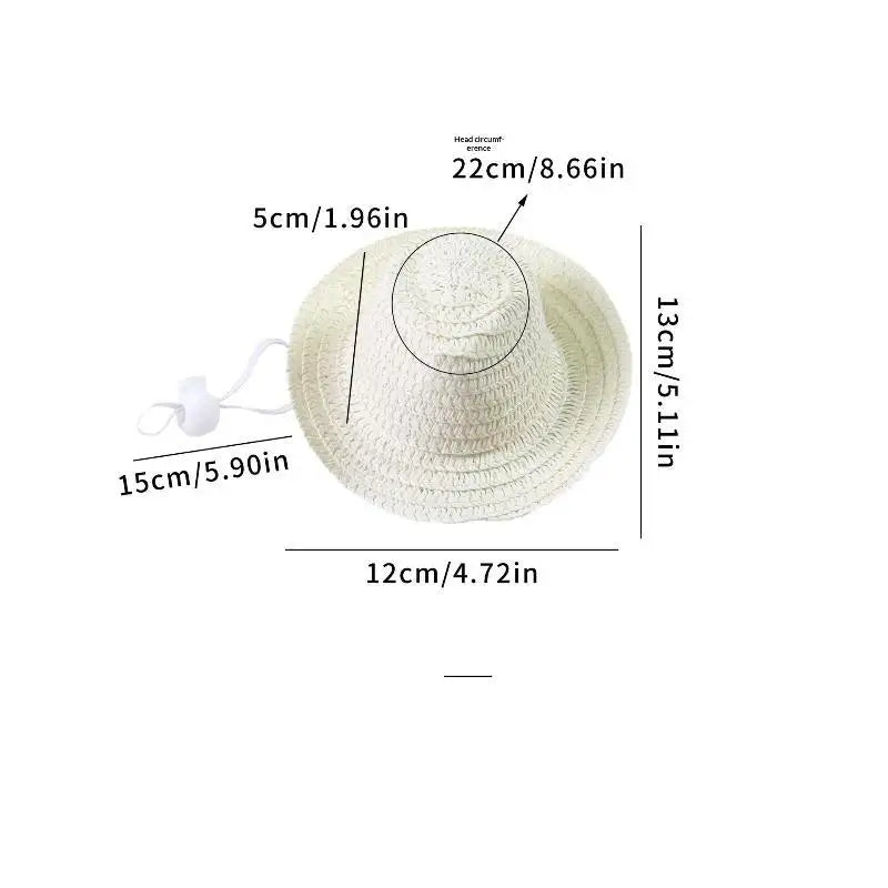 Mini Straw Pet Sun Hat for Cats & Dogs – UV Protection Cap