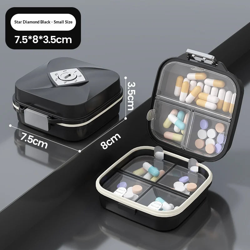 Ultimate Portable Weekly Pill Organizer Multiple Compartments Water Resistant Medicine Case for Travelers and Daily Use Storage Peaceful Pleasures Health and Wellness S Black