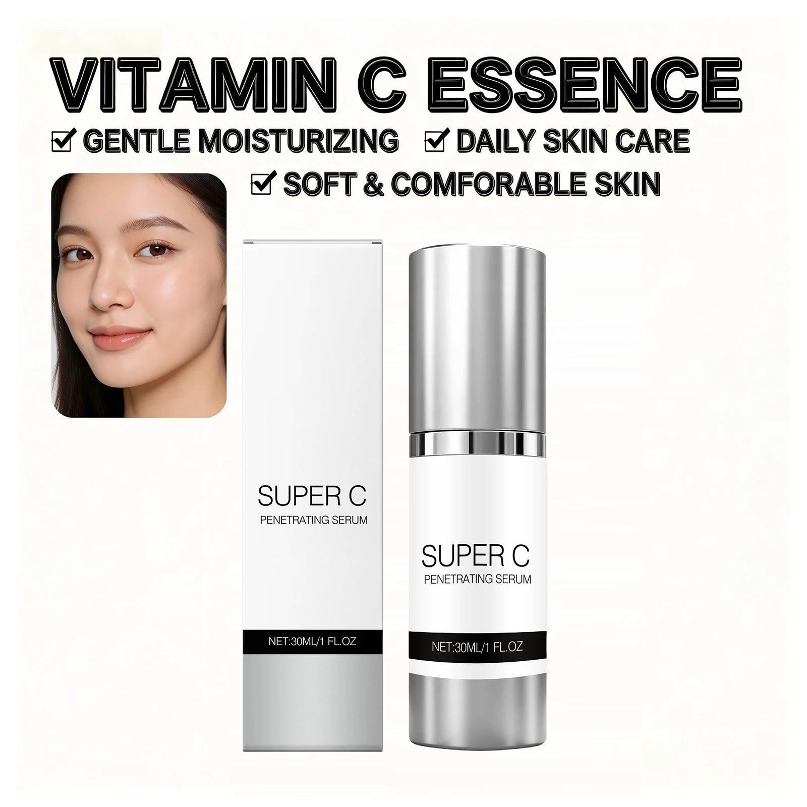 Vitamin C Serum Brighten Skin Tone Improve Dullness Skin Lifting Firming Fade Fine Lines Whitening Nourishing Skin Care Products Peaceful Pleasures Health and Wellness