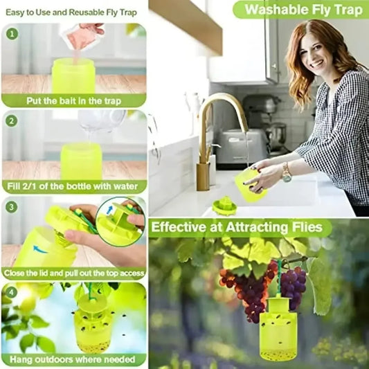 Reusable Outdoor Fly Trap with Bait | Garden & Farm Catcher Outdoor Fly Trap Oasis Select Green