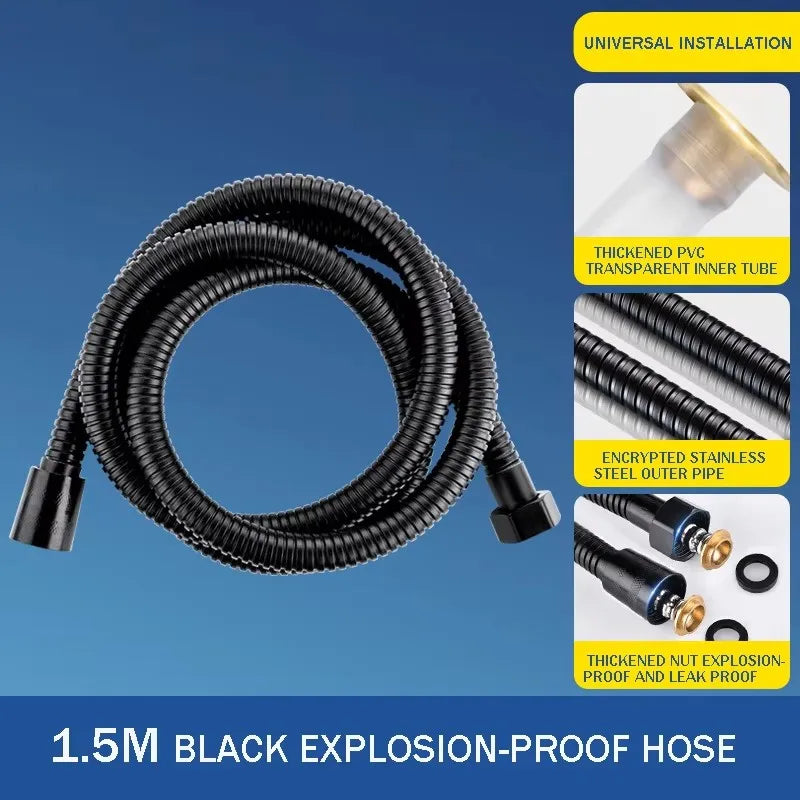 Black Flexible Shower Hose 1.5M 2M 3M – Stainless Steel