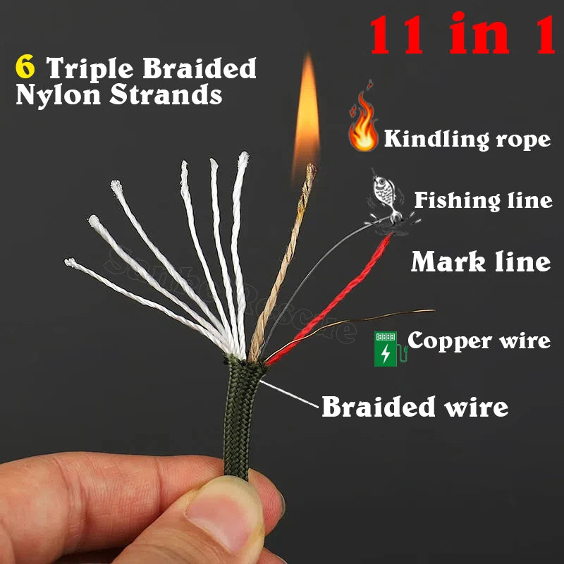 6 kindling 550 33-100FT 10-core paracord 4mm outdoor Camping Survival tool fit PE fire rope fishing cotton line Parachute Hiking Peaceful Pleasures Health and Wellness