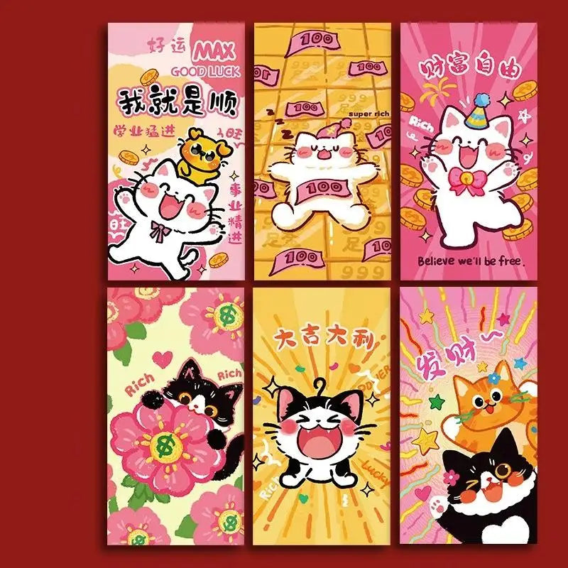 6-Pack Chinese Red Envelopes – Hot Stamping Bronzing Lucky Pockets