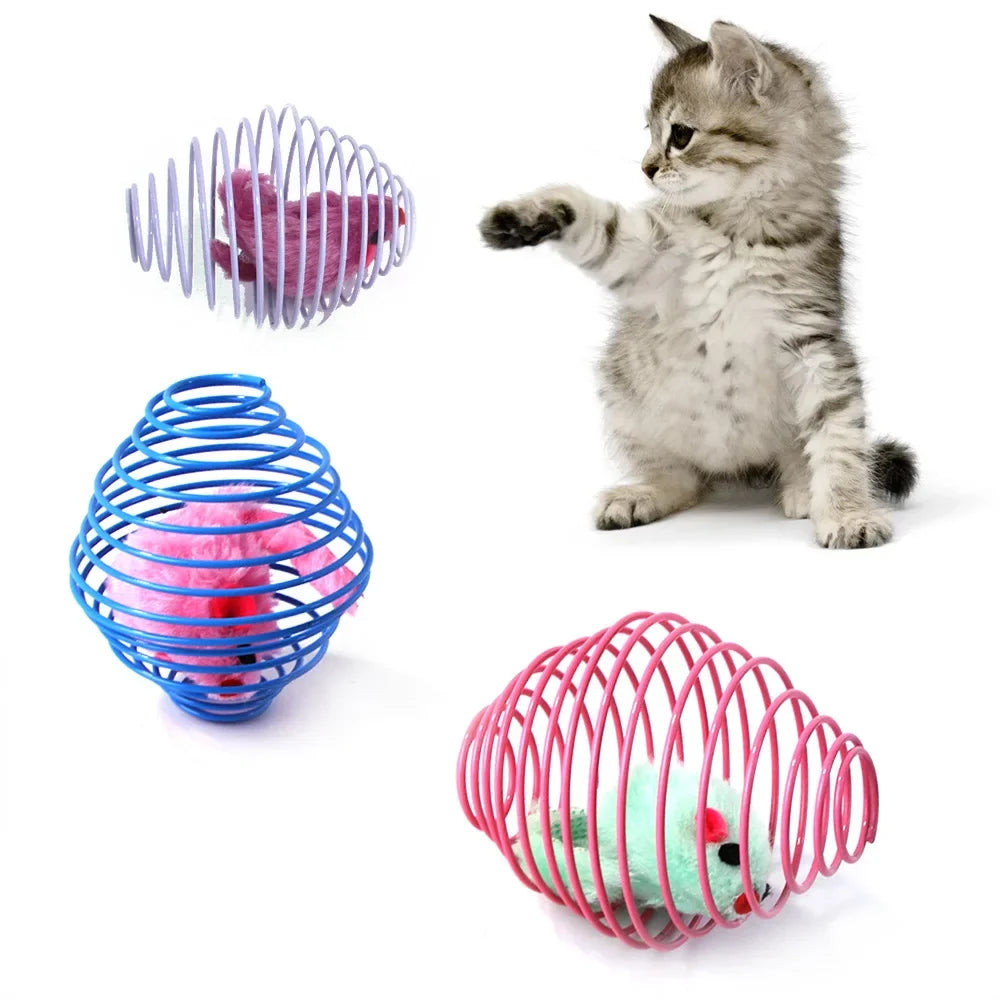 Cat Spring & Ball Toy Assortment | Bright Colors, No Batteries Cat Toy Peaceful Pleasures Health and Wellness