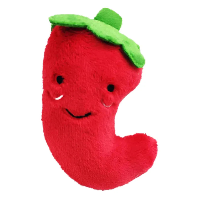 Pet Toys Plush Squeaky Toy Bite-Resistant Clean Dog Chew Puppy Training Toy Soft Banana Bone Vegetable Fruit Pet Supplies DC05 Peaceful Pleasures Health and Wellness Pepper