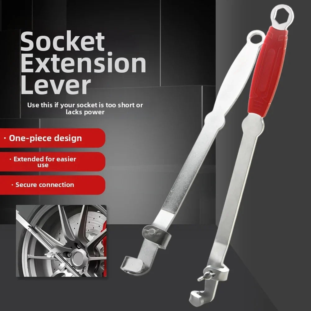 High Carbon Steel Wrench Extension Bar | Hex End Red Handle