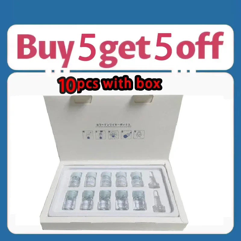 Korea Facial Hydrolyzed Silk Protein Collagen Thread Ball Serum Moisturiz Hydration Lifting Firm Fine lines Essence SkinCare Peaceful Pleasures Health and Wellness 10bottle(with box)