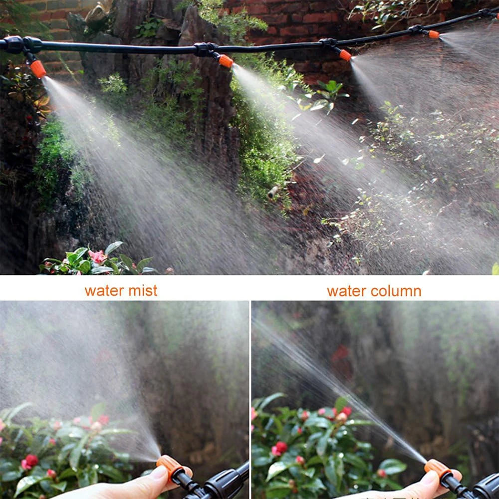 10M-30M Locking Misters,Greenhouse,Farm Mist Irrigation Kits Plant Watering System, 1/4" Drip Tubing Hose and Two-Ways Connector Peaceful Pleasures Health and Wellness