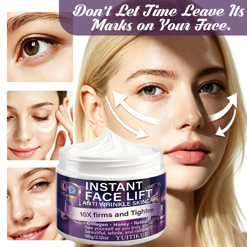 YUITIKUE 9D Instant Face Lift Anti Wrinkle Cream 60g Collagen Retinol Tightening & Hydrating Skin Care Peaceful Pleasures Health and Wellness