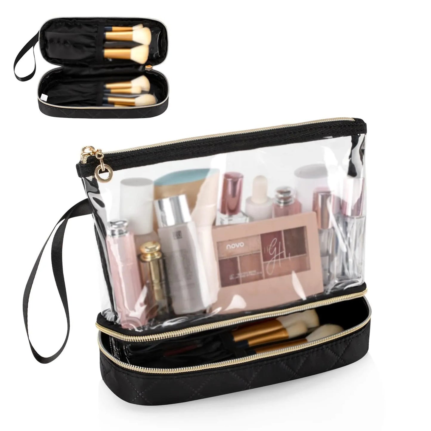 Transparent PVC Makeup Bag | Double-Layer Travel Wash Bag