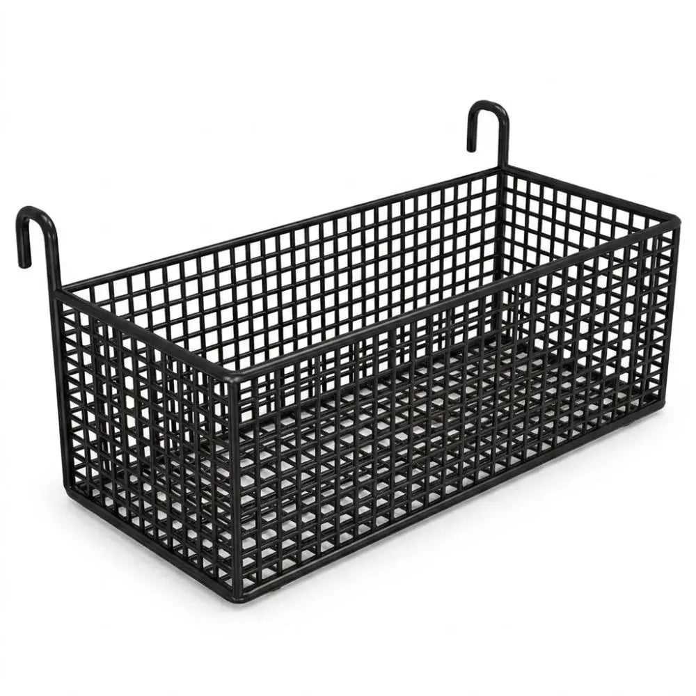 Iron Hanging Bedside Storage Basket – No-Drill Wire Shelf