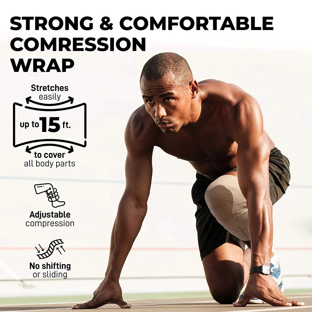 5-Pack Elastic Compression Bandage Wrap with Hooks | Sport & First Aid Compression Bandage Wrap Peaceful Pleasures Health and Wellness