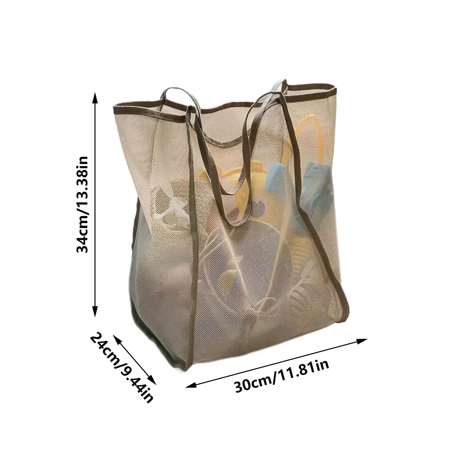Transparent Mesh Shoulder Bag Large Capacity for Shopping and Beach Use Peaceful Pleasures Health and Wellness
