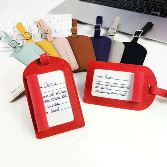 PU Leather Luggage Tag – Name ID Address Holder for Travel Luggage Tag Oasis Select