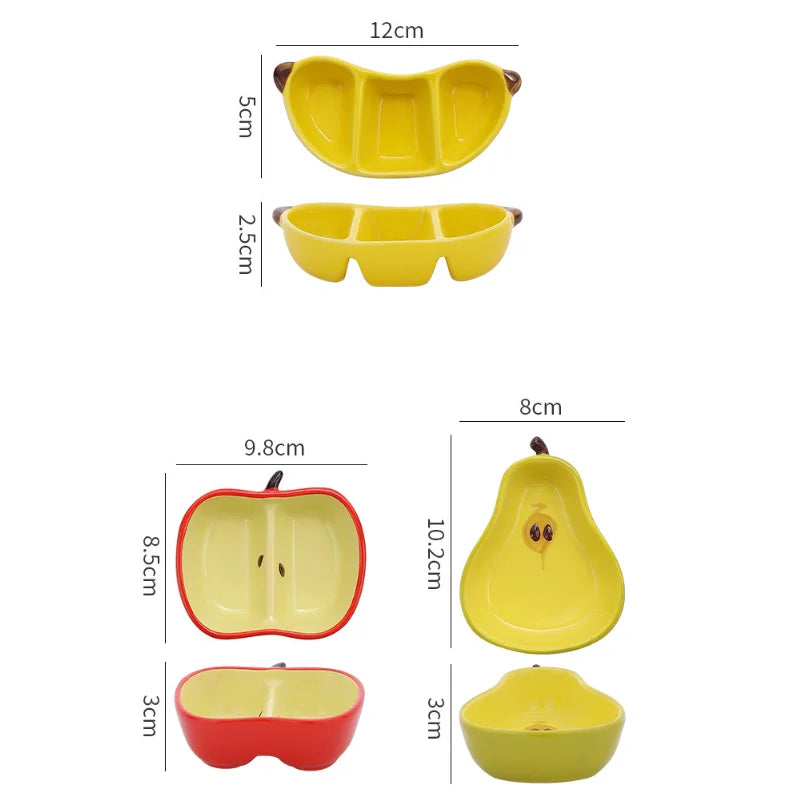 Ceramic Dipping Dish Household Flavor Dish Fruit Shaped Dish Dining Table High Aesthetic Value Apple Banana Seasoning Snack Dish Peaceful Pleasures Health and Wellness