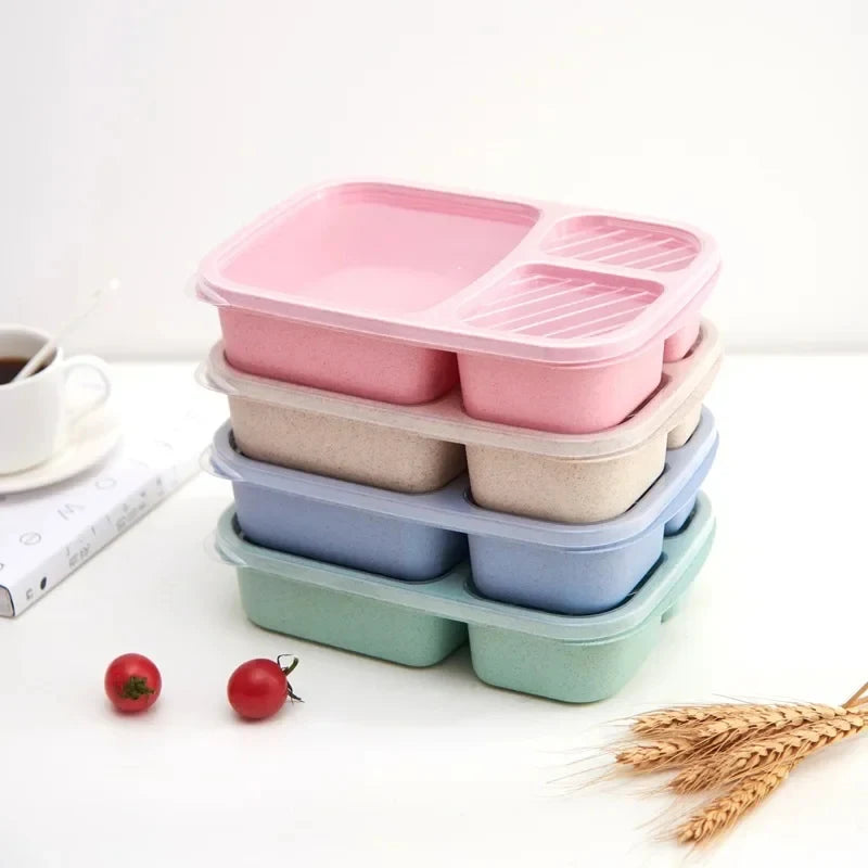 1/2pcs Wheat Straw Lunch Box Portable Bento Box With Compartment Picnic Bento Box Fruit Container Microwave Oven Dinnerware Peaceful Pleasures Health and Wellness random color 1pc