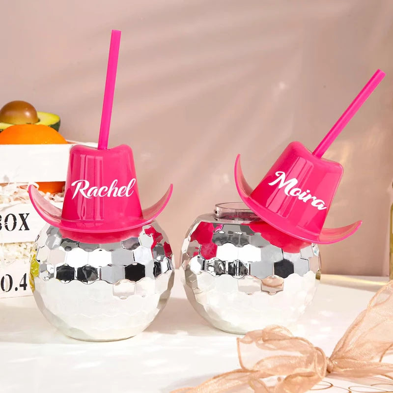 Personalized Disco Ball Cowboy Hat Cup 20oz | Bachelorette Party
