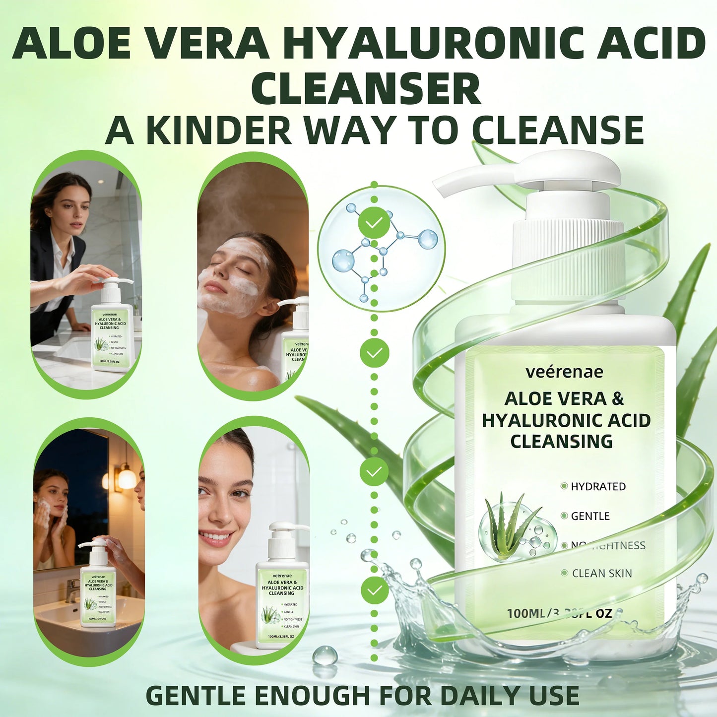 Aloe Vera & Hyaluronic Acid Face Wash – All Skin Types