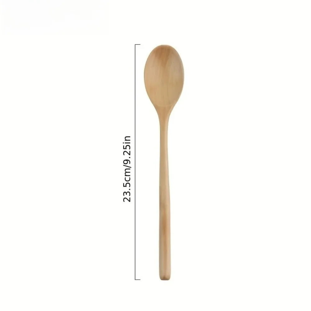 1/2/5pcs Wooden Long handle Spoon Kitchen Natural exquisite Wooden soup spoon Tableware Cooking Honey Coffee Spoon Mixing Spoon Peaceful Pleasures Health and Wellness