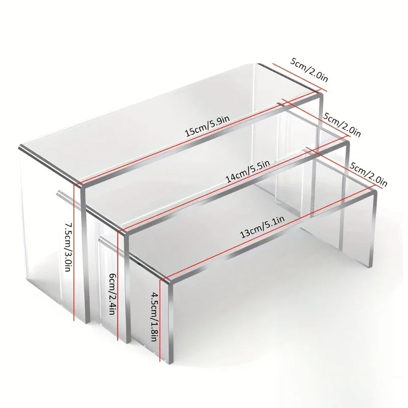 Acrylic Display Risers Set of 3 | Rectangular Stands for Events