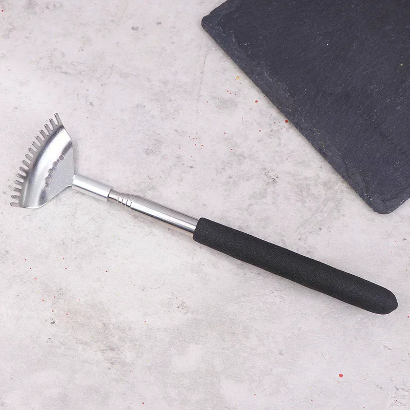Extendable Back Scratcher with 15 Rakes Stainless Steel Telescopic Handle Portable Rubber Head for Back Cleaning Peaceful Pleasures Health and Wellness