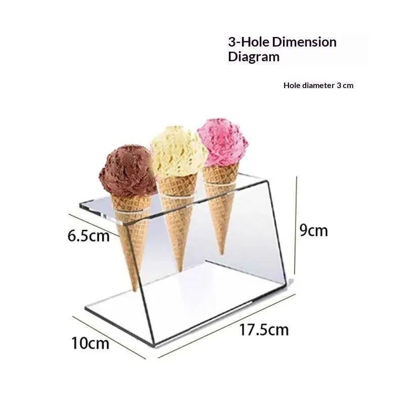 Clear Acrylic Ice Cream Cone Holder & Party Dessert Stand