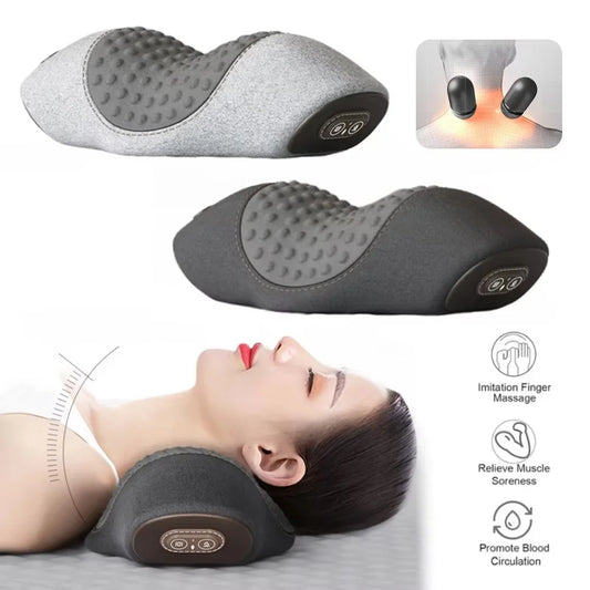 Electric Massage Pillow Heating Vibration Neck Massage Relieves Muscle Tension Protect Cervical Spine Help Solve Sleep Problems Peaceful Pleasures Health and Wellness
