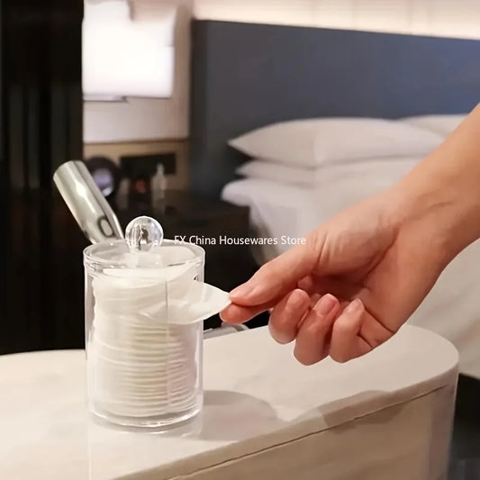 1/2 Pcs Makeup Organizer Round Clear Acrylic Makeup Organizer Makeup Cotton Pad Swab Holder Cotton Pad Organizer Box Makeup Pads Peaceful Pleasures Health and Wellness