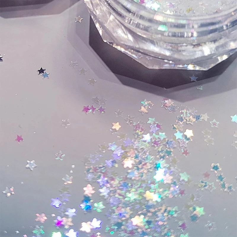 1mm Mini Sparkling Star Nail Glitter Sparkling Pentagram Nail Decoration Nail Salon Design Cute Accessories DIY Nail Art Design Peaceful Pleasures Health and Wellness Multicolor