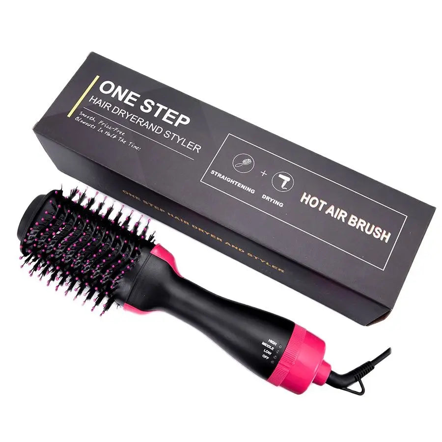 Women Hair Dryer Brush Hair Dryer Straightener Curler Massager 4 In 1 Rapid Warming One Step Volumizer Hot-Air Hair Brushes Peaceful Pleasures Health and Wellness black AU Plug