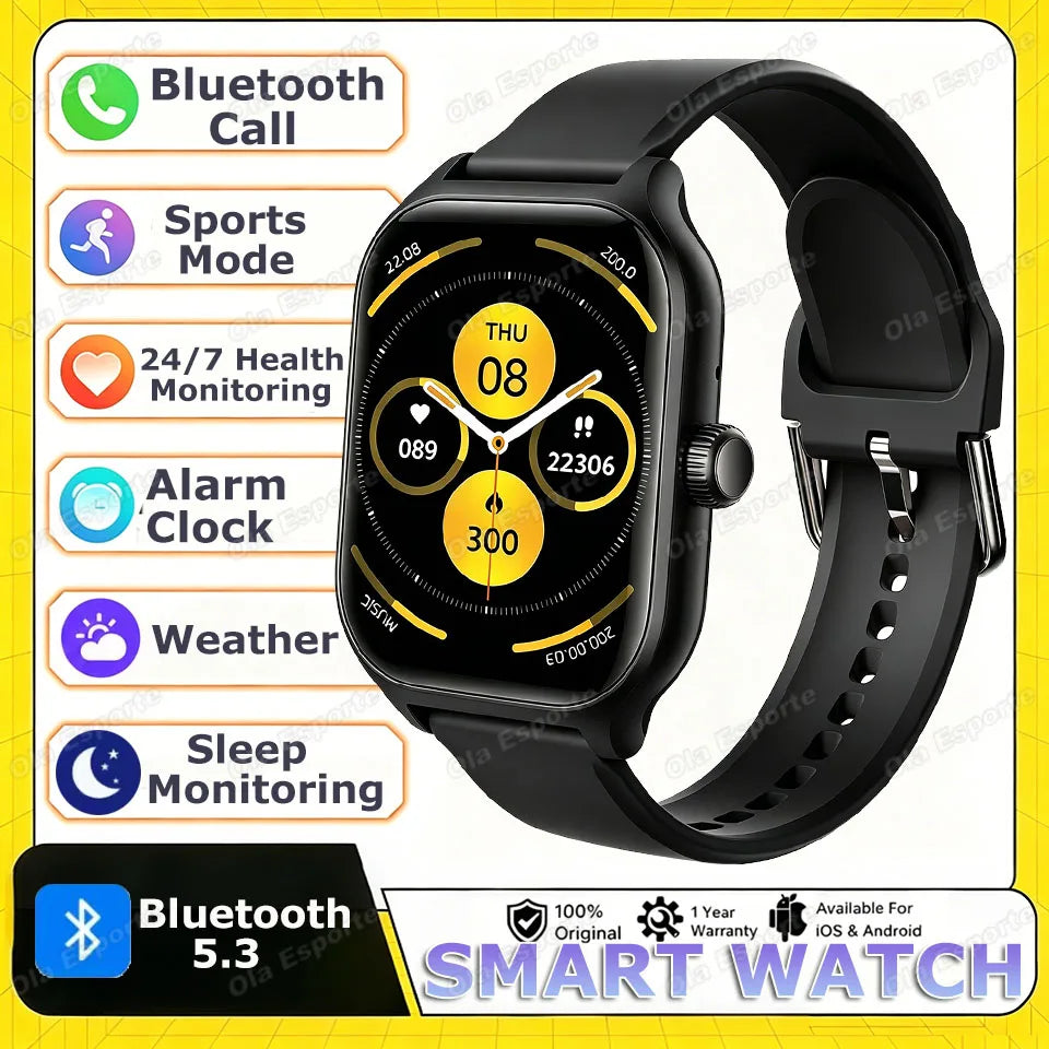 New Smart Watch 2.01 Inch HD Display Answer Make Call Message Preview Sport Modes DIY Dial Weather Forecast For Men Women HT30 Peaceful Pleasures Health and Wellness Black