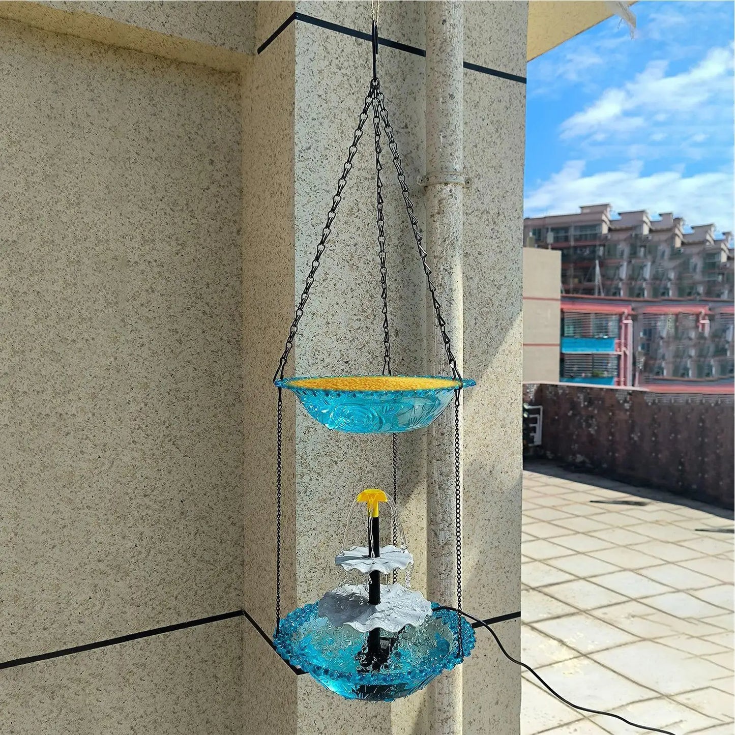 Solar Fountain for Bird Bath Solar Pump Foods Bowl Bird Bath Fountain Foods Feeder for Hummingbird Robin Sparrow Terrace Pillars Peaceful Pleasures Health and Wellness