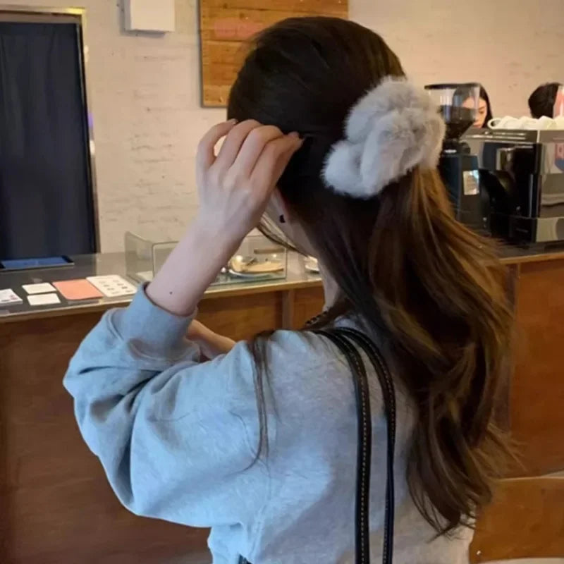 Autumn Winter High-quality Faux Mink Fur Pleated Large Intestine Hair Band Versatile and Elegant with Soft and Fluffy Hair Tie Peaceful Pleasures Health and Wellness