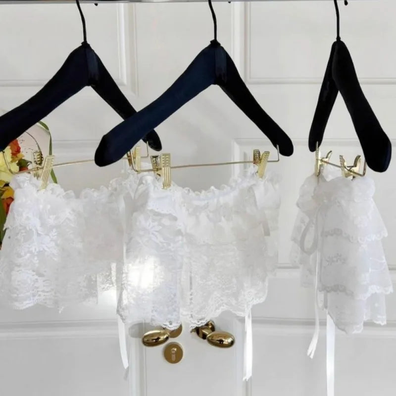 White Lace Peplum Mini Skirt | Y2K Korean Layered Ruffle