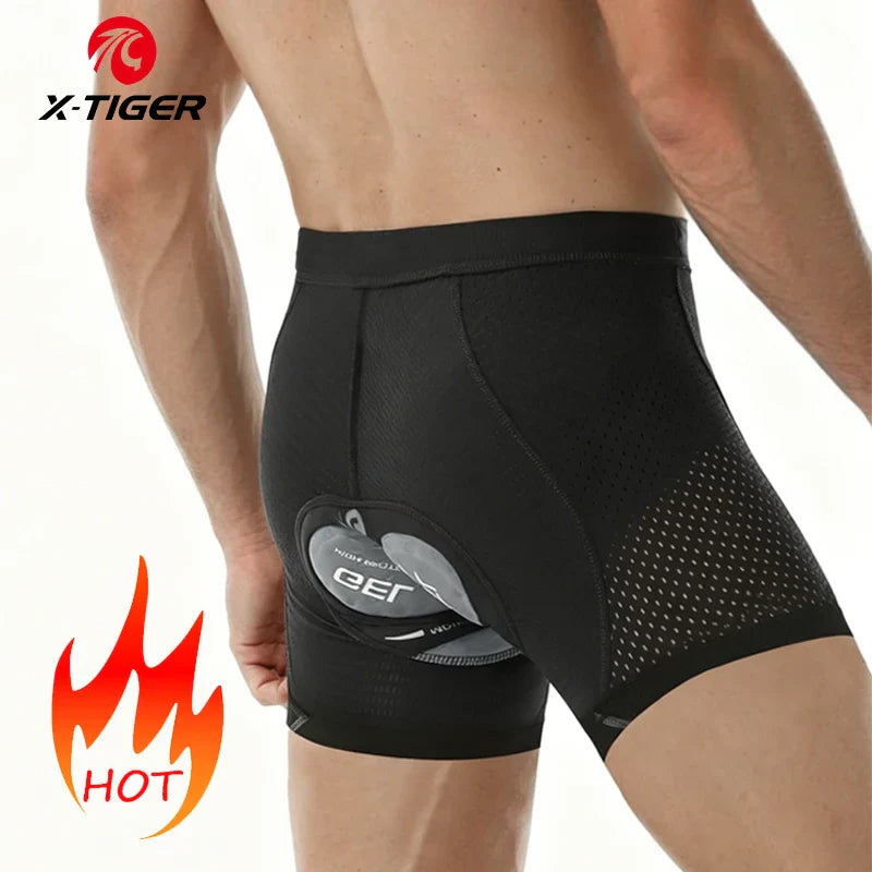 X-TIGER Men's 5D Gel Padded Cycling Boxer Shorts – MTB & Road