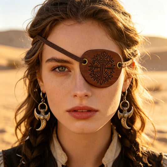 Vintage Faux Leather Belt Pirate Eye Patch Medieval Embossed Mask Peaceful Pleasures Health and Wellness