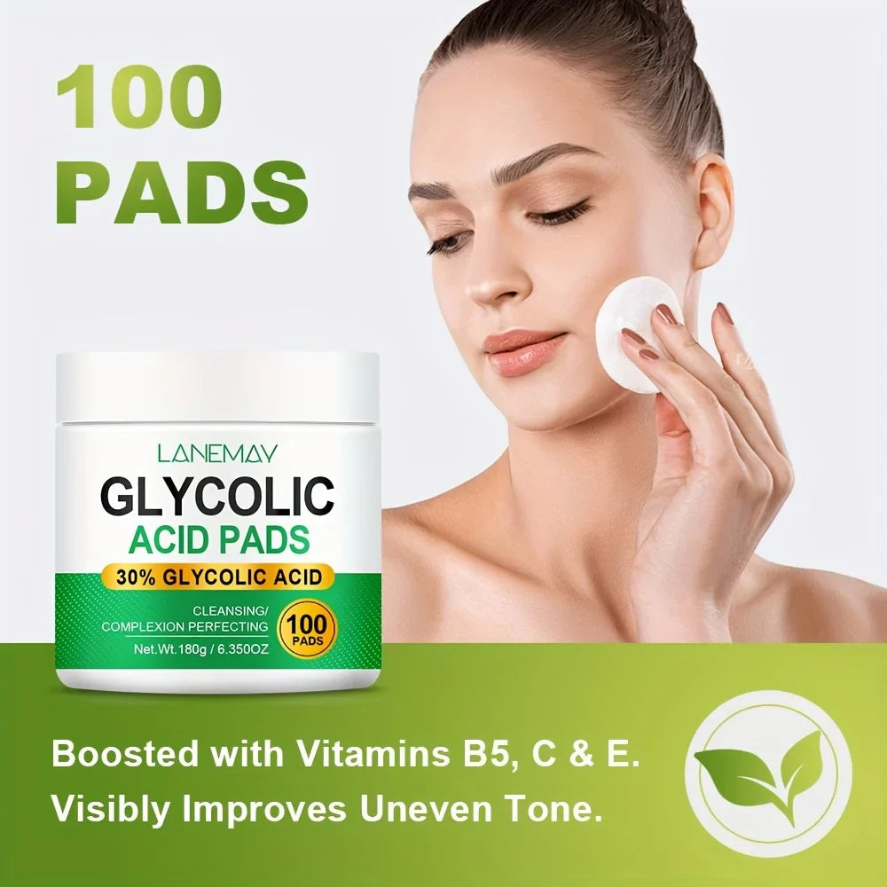100-Count Glycolic Acid Brightening Face Pads – AHA + Niacinamide