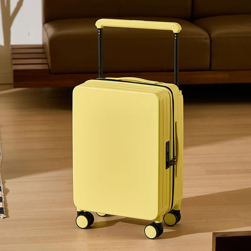 Wide Handle Travel Suitcase - Carry-On Luggage Trolley Case for Men And Women 20 24 26 Inch - Durable Men's And Women's Suitcase Peaceful Pleasures Health and Wellness Yellow 20 inch