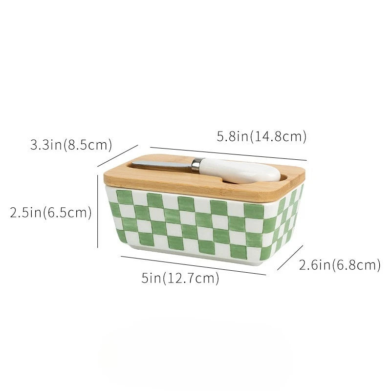 350ML 1set of Country-style Ceramic Butter Box, Retro Home Kitchen Cheese Butter Refrigerated Box, Butter Dish, Gift Storage Box Peaceful Pleasures Health and Wellness